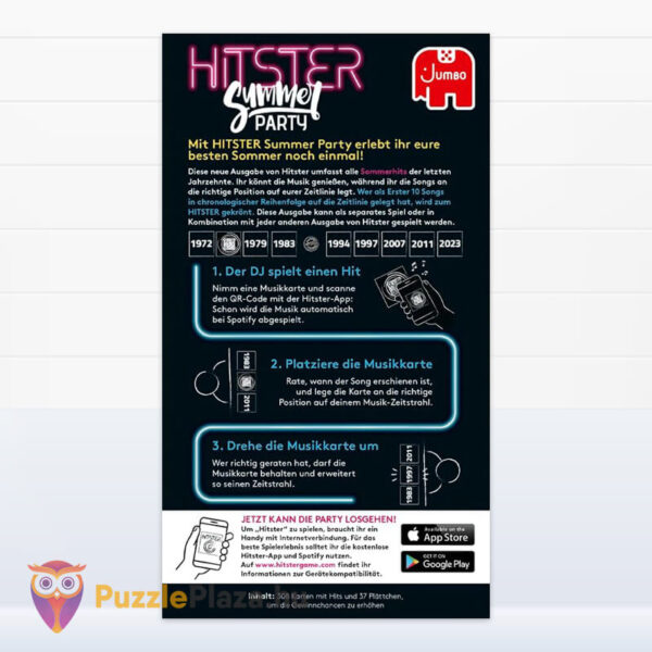 Hitster: Summer Party társasjáték doboza hátulról