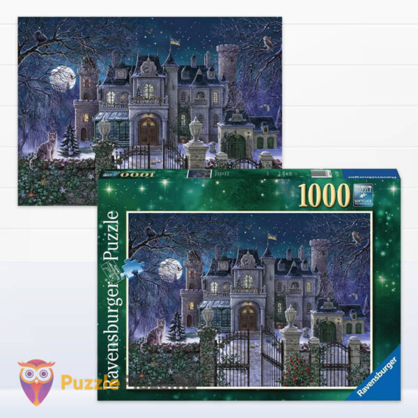 Karácsonyi villa, 1000 db-os puzzle képe és doboza (Ravensburger 16533)