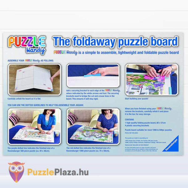 Összehajtható puzzle tábla doboza, hátulról, 500-1000 db-os kirakóhoz (Ravensburger)