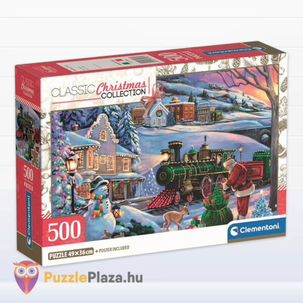 Télapó karácsonyi ajándékvonata, 500 db-os puzzle (Clementoni Christmas Collection, 35566)