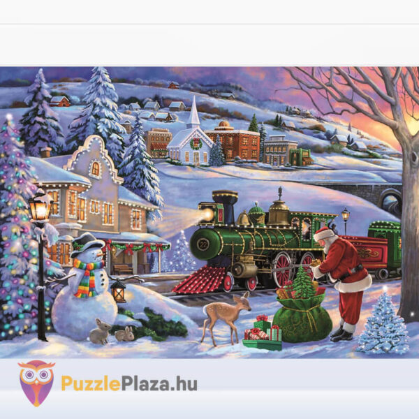 Télapó karácsonyi ajándékvonata, 500 db-os puzzle képe (Clementoni Christmas Collection, 35566)