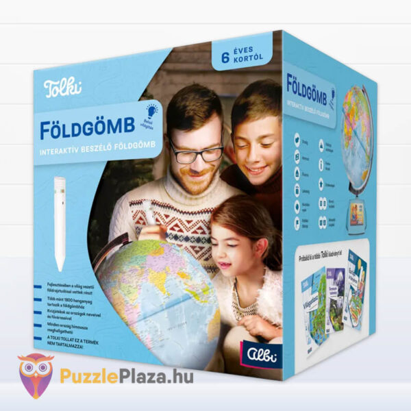Tolki: Interaktív földgömb, készségfejlesztő játék doboza, balról